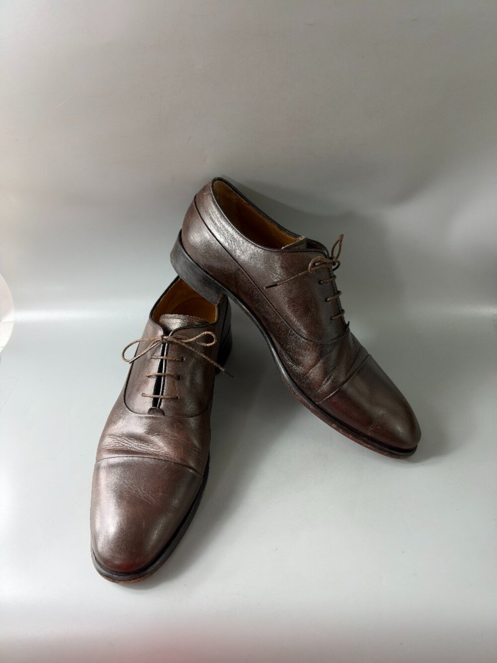 Authentic John Varvatos Brown Leather Dress Shoes, Men's Size 12